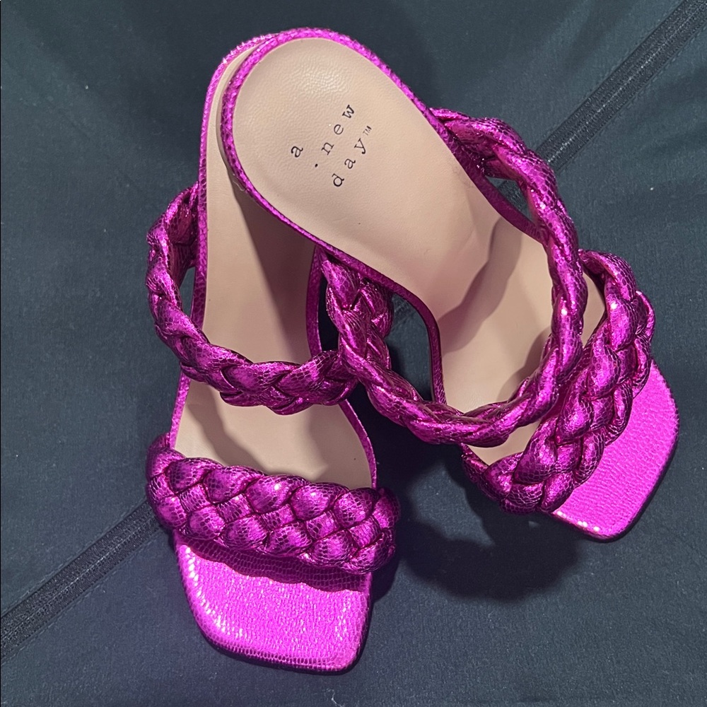 A New Day Women's Fuchsia Braided Heels